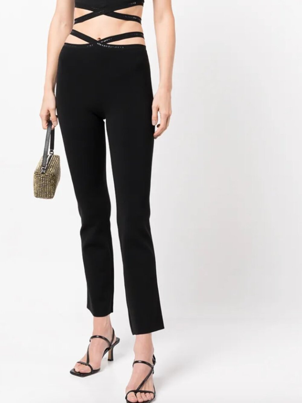 Alexander Wang criss-cross logo-trim leggings black flare s small